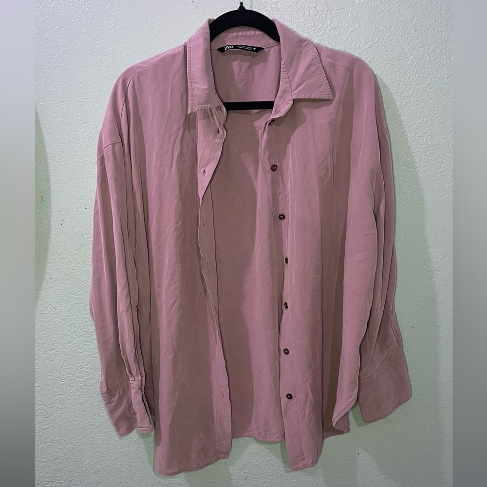 Zara Mauve Button-Down Shirt